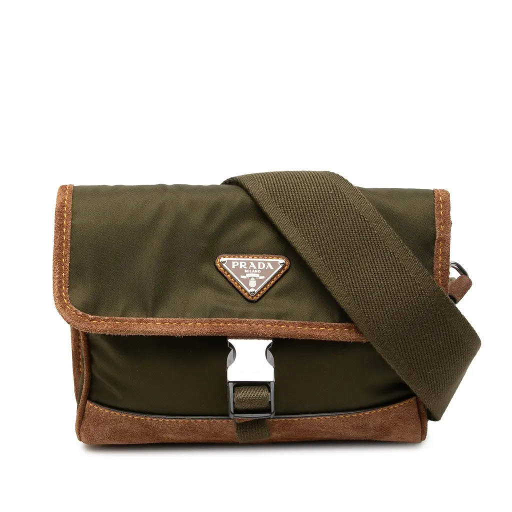Prada Suede Trimmed Re Nylon Smartphone Case Green Very good - Front View