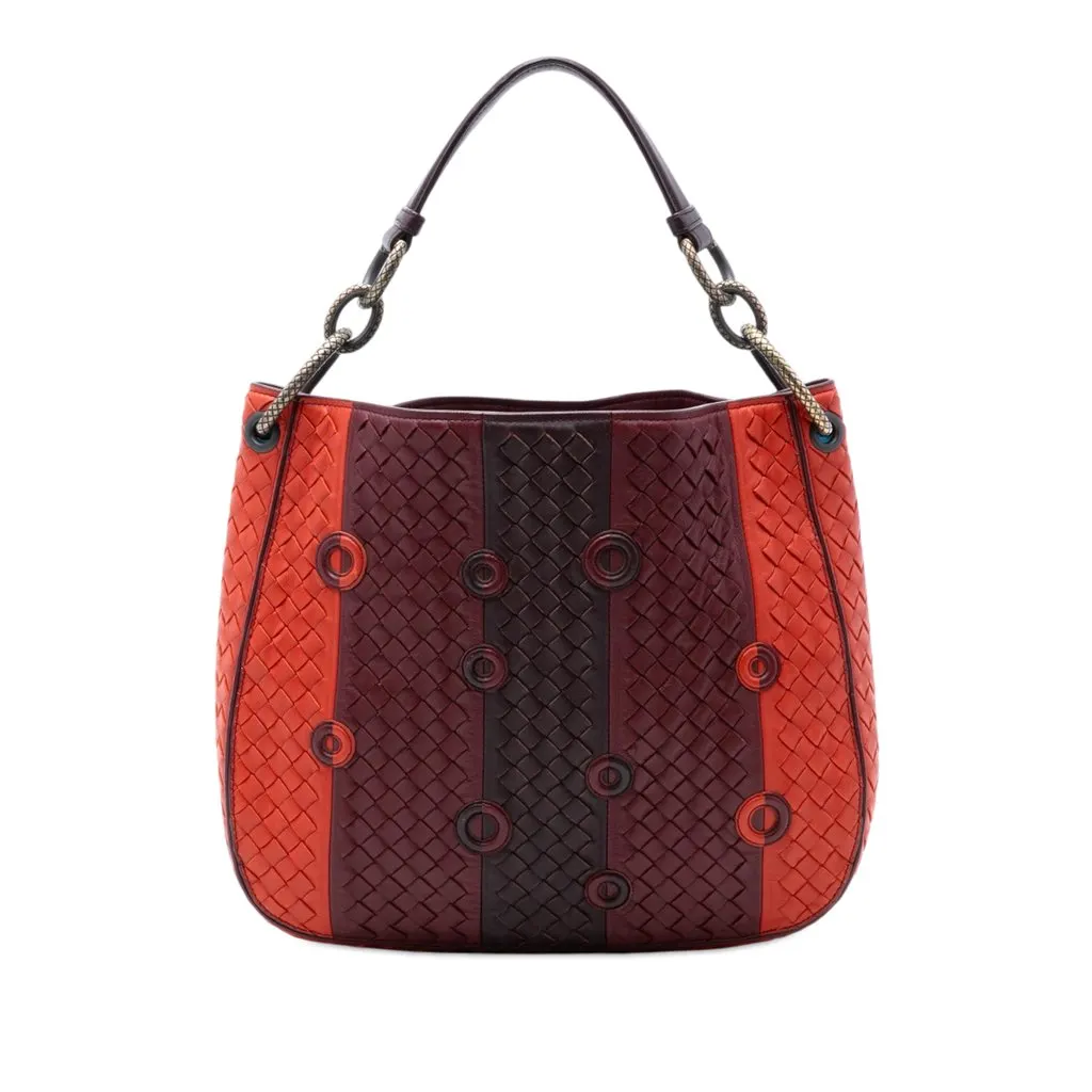 Bottega Veneta Multicolor Nappa Intrecciato Grommet Loop Hobo Red Leather Very good - Front View