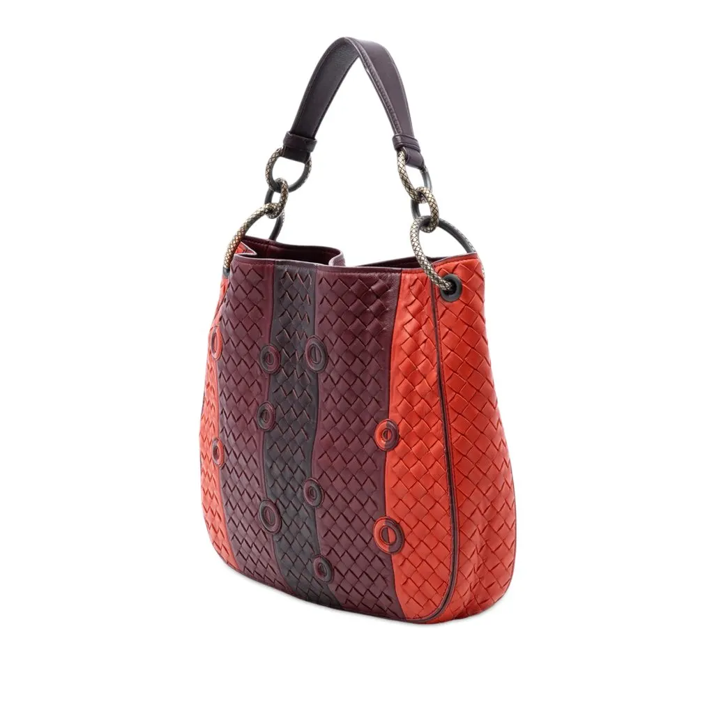 Bottega Veneta Multicolor Nappa Intrecciato Grommet Loop Hobo Red Leather Very good - Back View