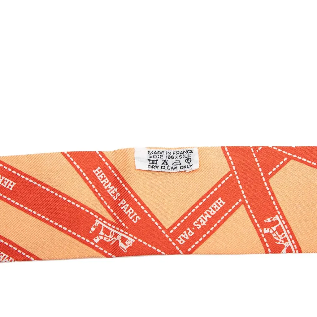 Hermès Bolduc Silk Twilly Scarf Orange Silk Never worn - Box View