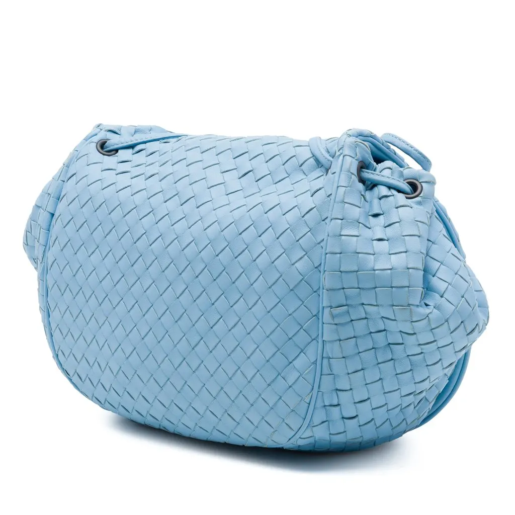 Bottega Veneta Nappa Intrecciato Flap Crossbody Blue Leather Very good - Back View
