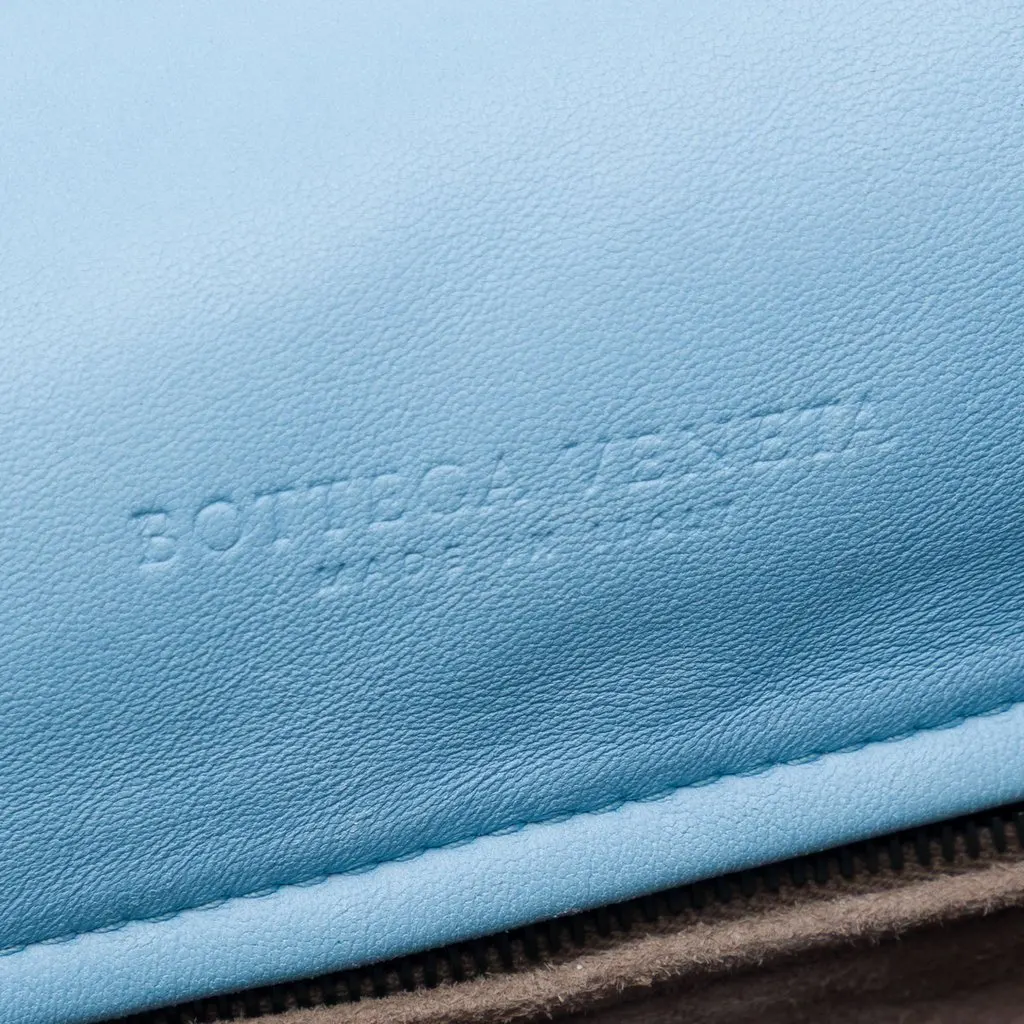 Bottega Veneta Nappa Intrecciato Flap Crossbody Blue Leather Very good - Box View
