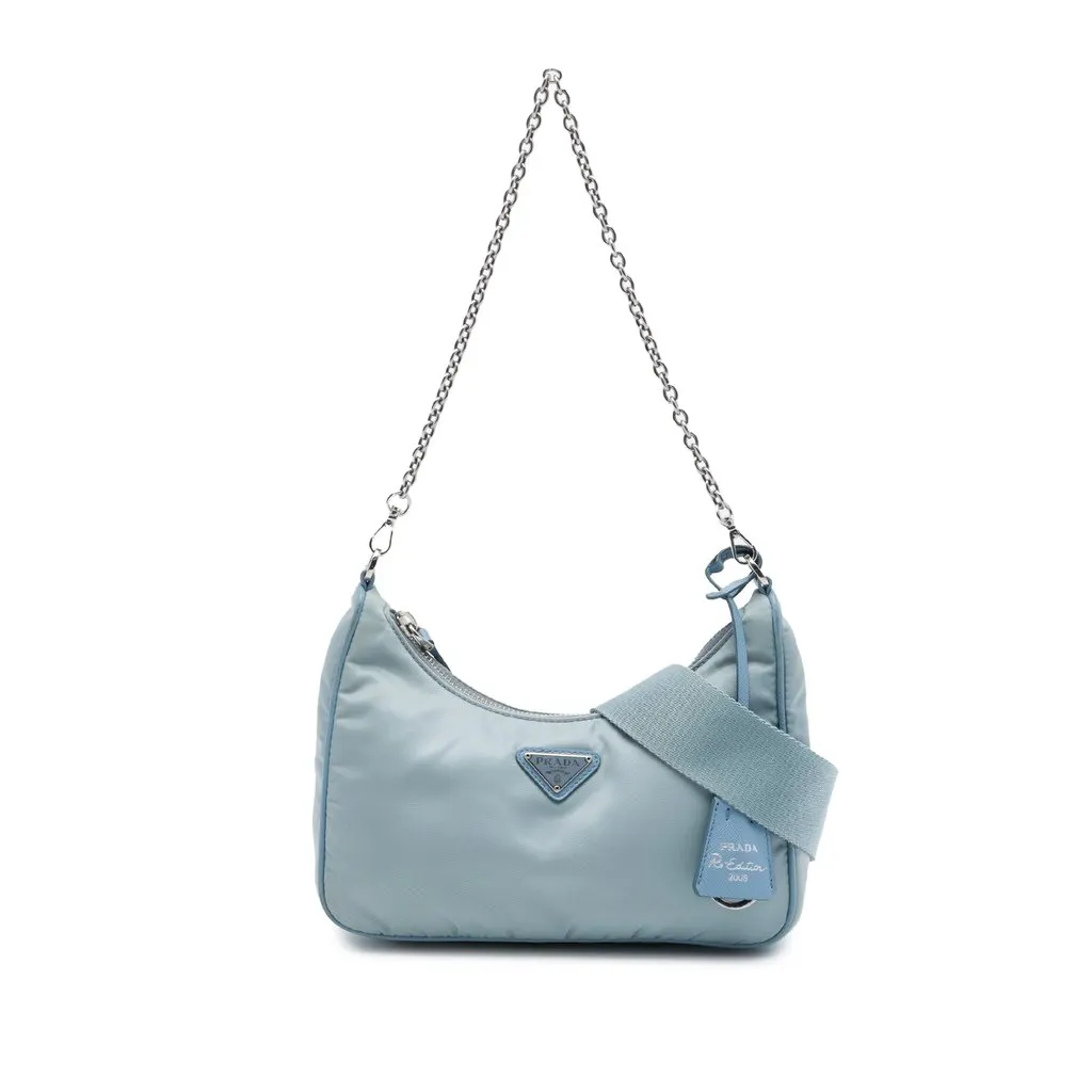 Prada Saffiano Trimmed Tessuto Re Edition 2005 Satchel Blue Polyamide Very good - Front View