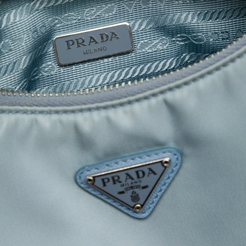 Prada Saffiano Trimmed Tessuto Re Edition 2005 Satchel Blue Polyamide Very good - Box View