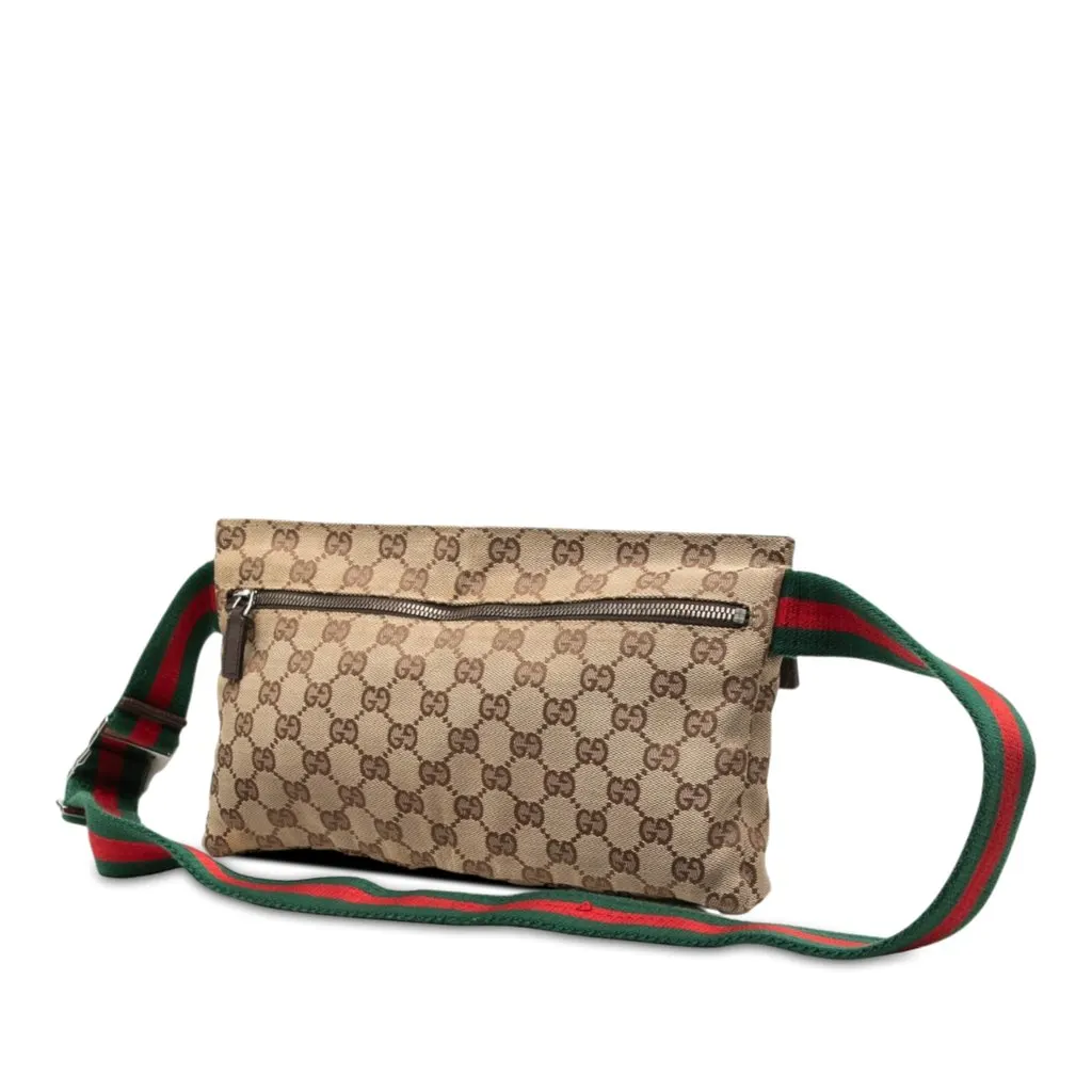 Gucci GG Canvas Web Double Pocket Belt Bag Beige Very good - Back View