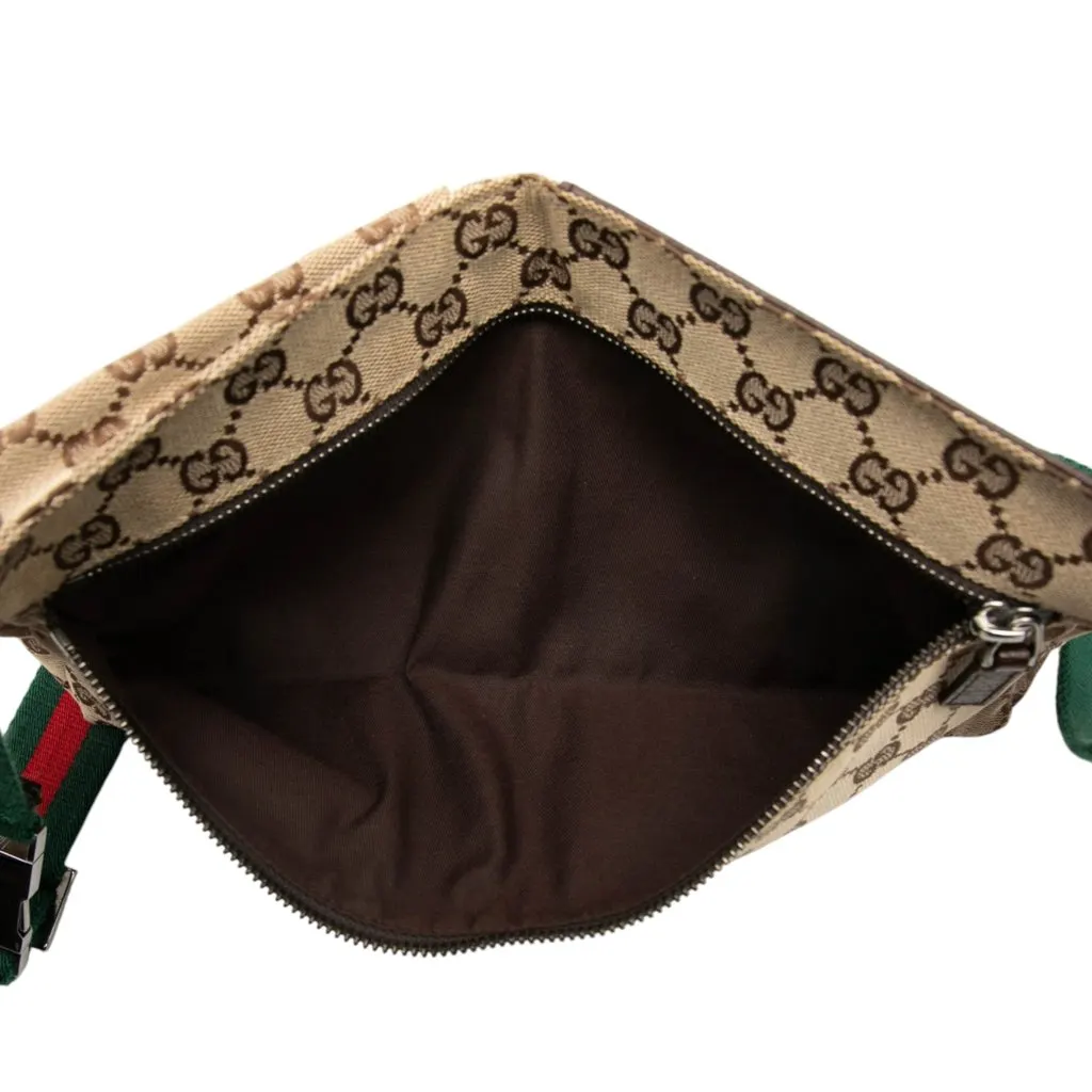 Gucci GG Canvas Web Double Pocket Belt Bag Beige Very good - Model View