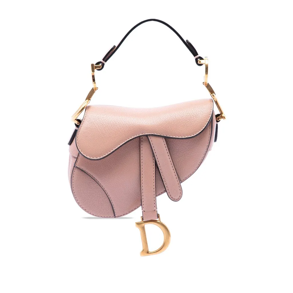 Dior Micro Goatskin Saddle Bag Brown Leather Very good - Front View