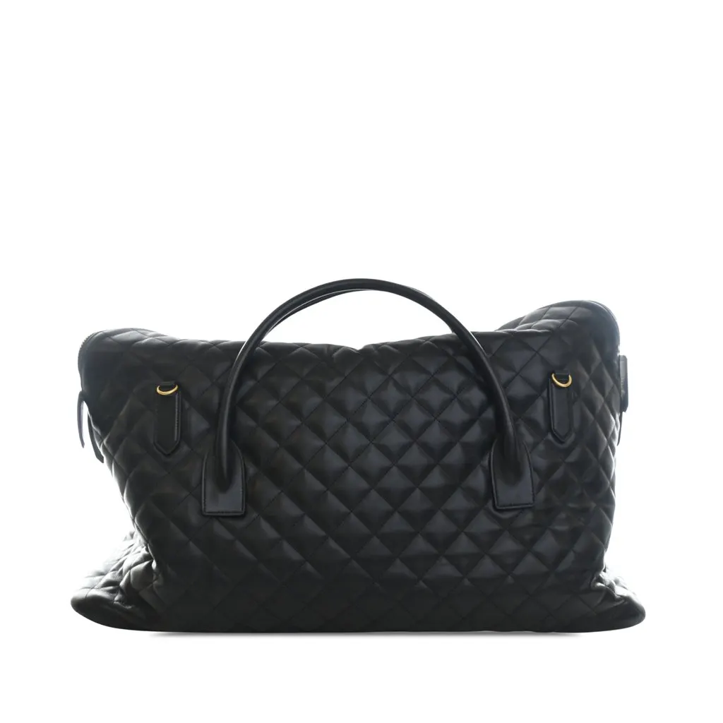 Saint Laurent Quilted Calfskin Monogram ES Giant Travel Bag Black Leather Very good - Back View