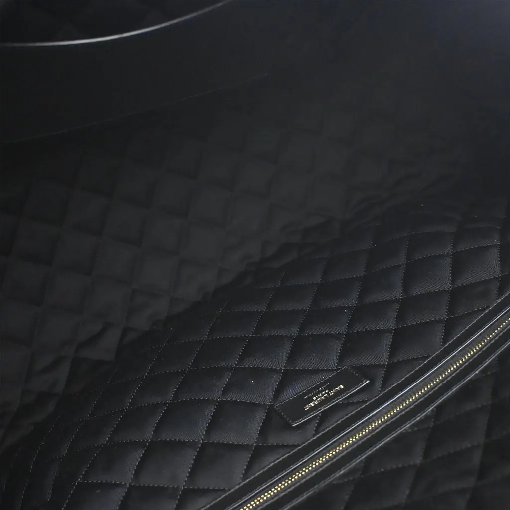 Saint Laurent Quilted Calfskin Monogram ES Giant Travel Bag Black Leather Very good - Model View