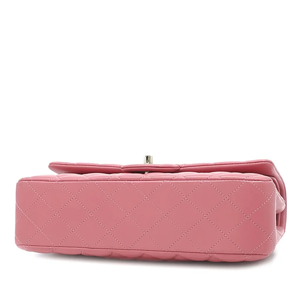 Chanel Medium Classic Lambskin Double Flap Pink Leather Very good - Inside View