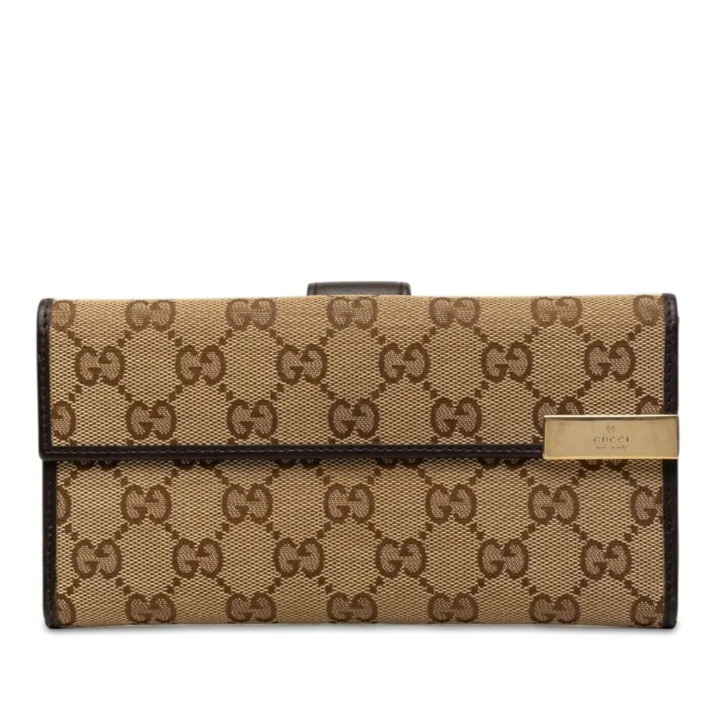 Gucci GG Canvas Long Wallet Brown Canvas Very good - Front View
