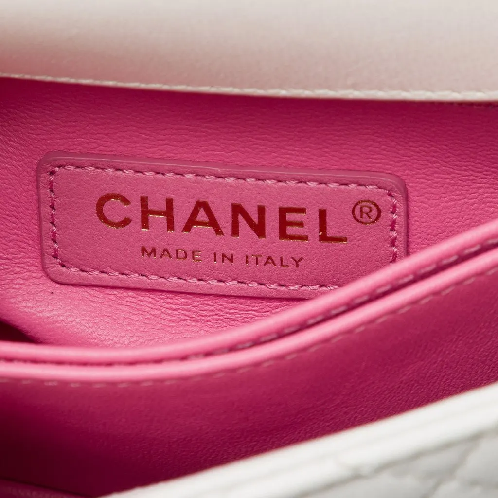 Chanel Extra Mini Quilted Goatskin Rainbow Top Handle Flap White Leather Very good - Box View