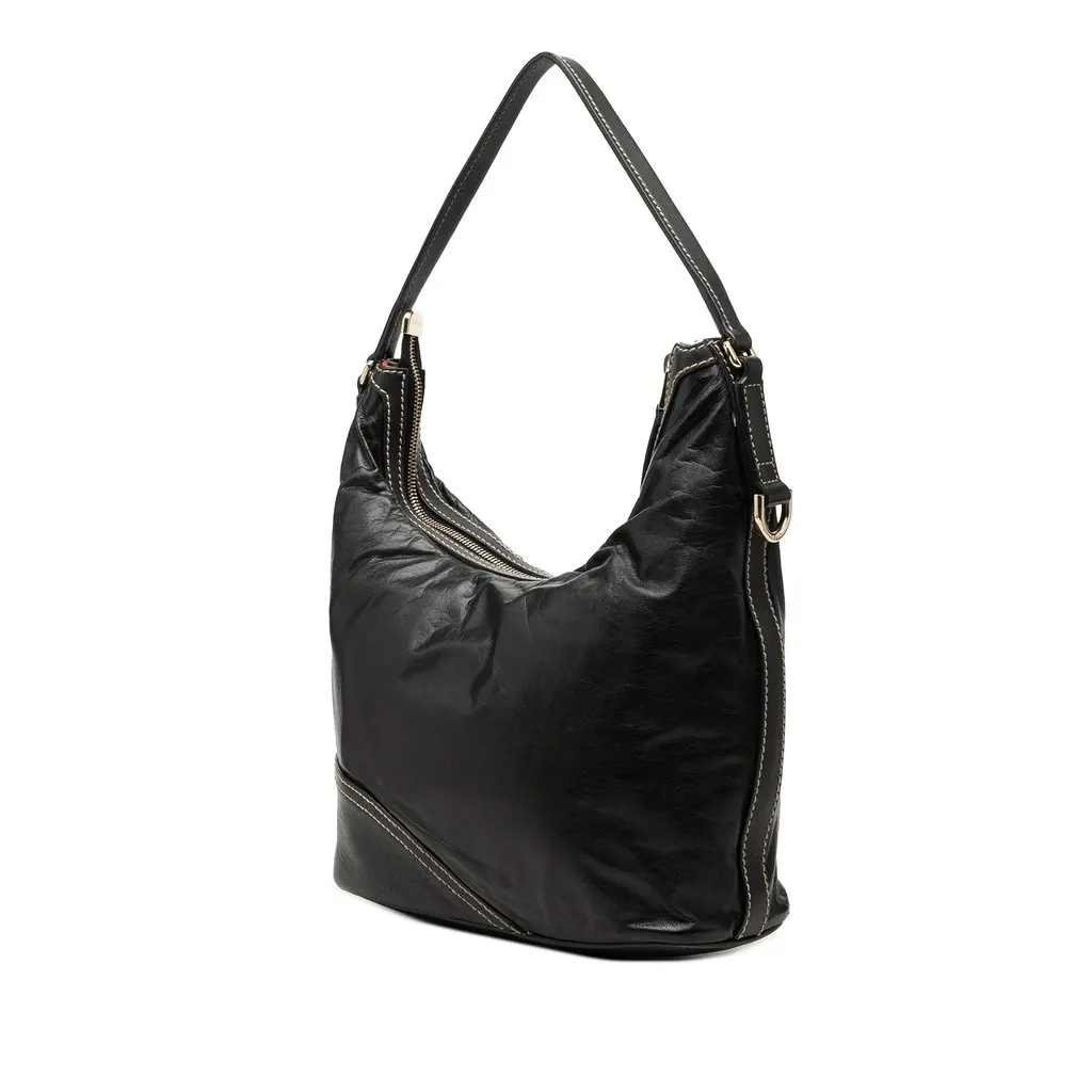 Gucci Calfskin New Britt Shoulder Bag Black Leather Good - Back View