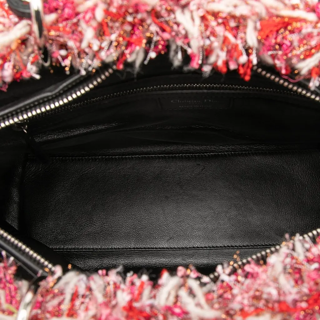 Dior Large Tweed Cannage Fringe Lady Dior Pink Very good - Model View