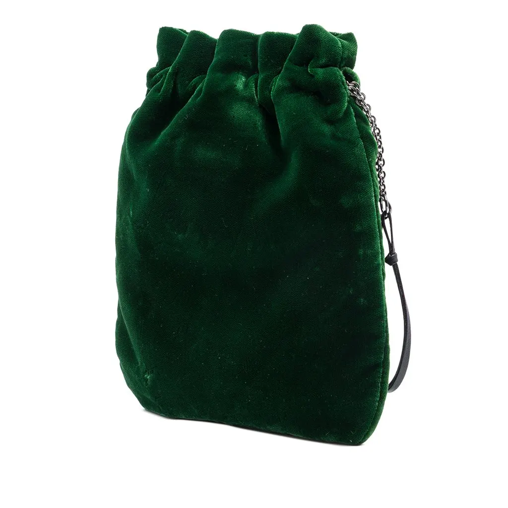 Prada Beaded Velluto Pouch Green Velvet Good - Back View