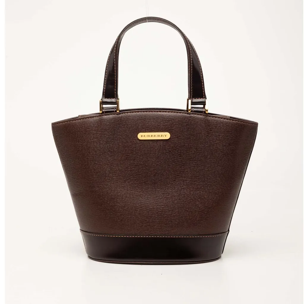 Burberry Leather Bucket Bag Brown Leather Good - Front View