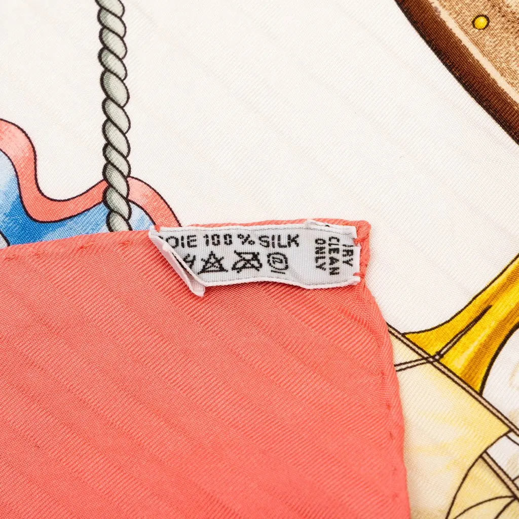 Hermès Vive le Vent Pleated Silk Scarf 90 Pink Silk Very good - Inside View