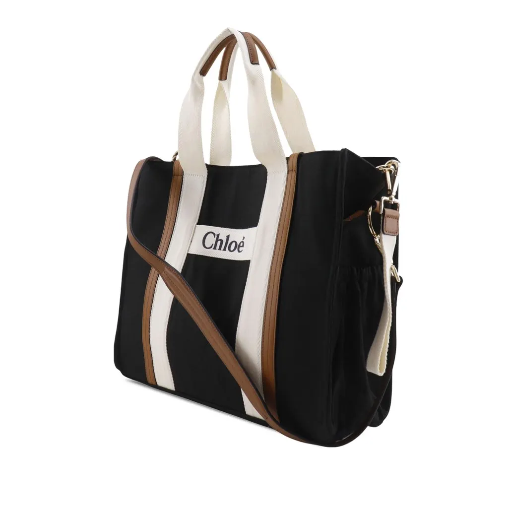 Chloé Canvas Diaper Bag Black Very good - Back View