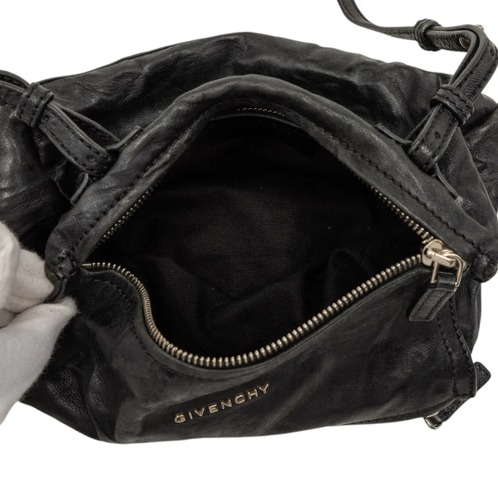 Givenchy Mini Wrinkled Sheepskin Pandora Crossbody Black Leather Very good - Model View