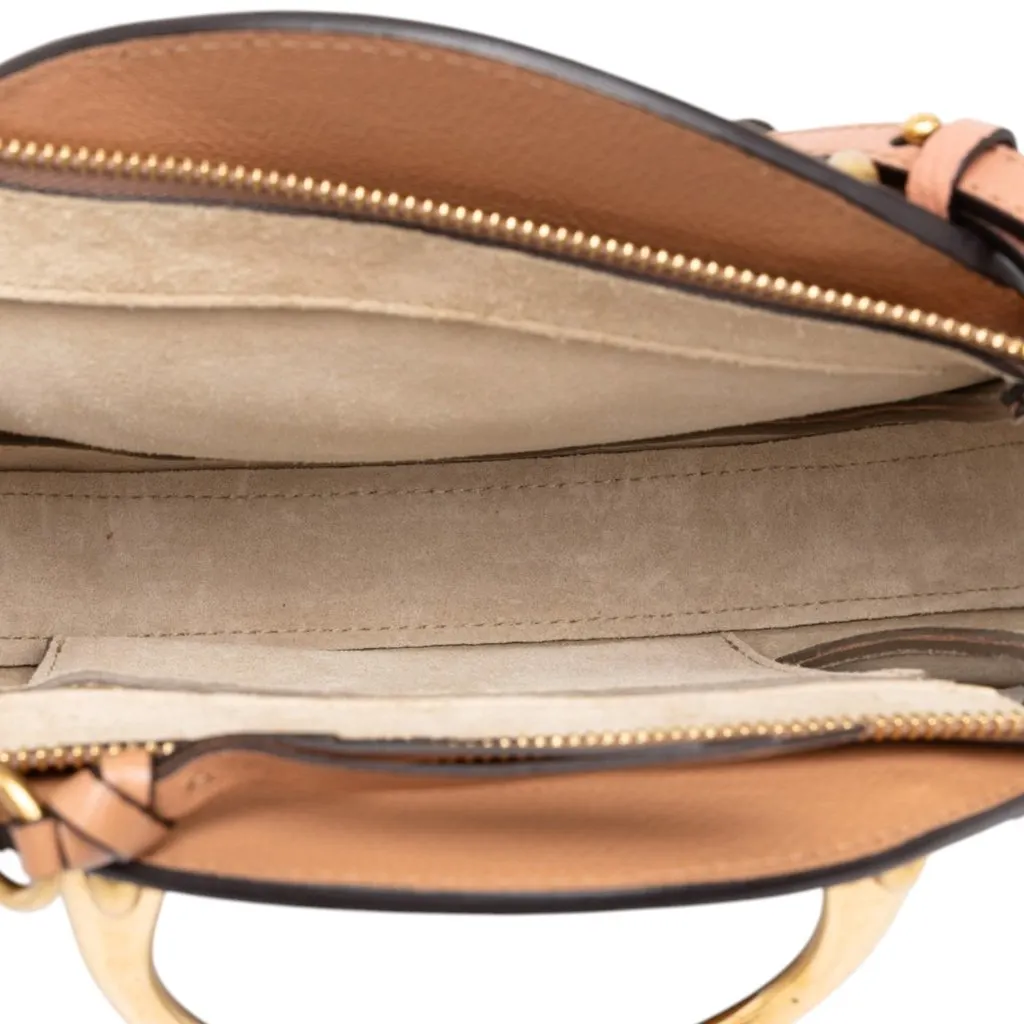 Chloé Small Calfskin and Suede Pixie Satchel Beige Leather Very good - Model View
