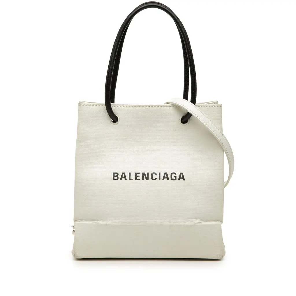 Balenciaga Leather Logo Shopping Tote XXS White Leather Very good - Front View