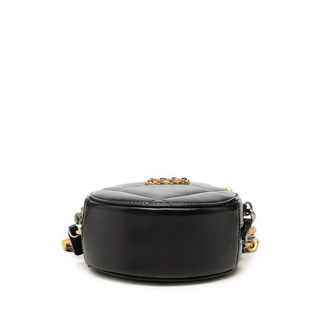 Chanel Lambskin 19 Round Clutch with Chain Black Leather Good - Inside View