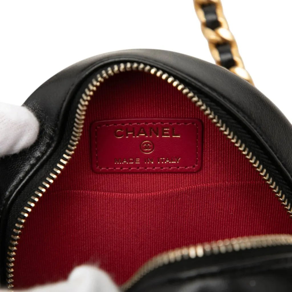 Chanel Lambskin 19 Round Clutch with Chain Black Leather Good - Box View