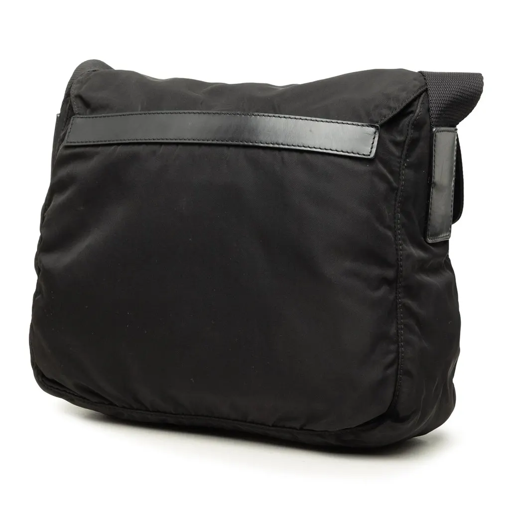 Prada Tessuto Zip Buckle Messenger Bag Black Polyamide Very good - Back View