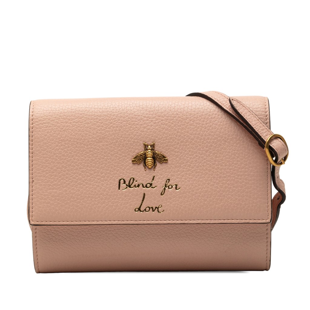 Gucci Calfskin Animalier Blind For Love Crossbody Pink Mini