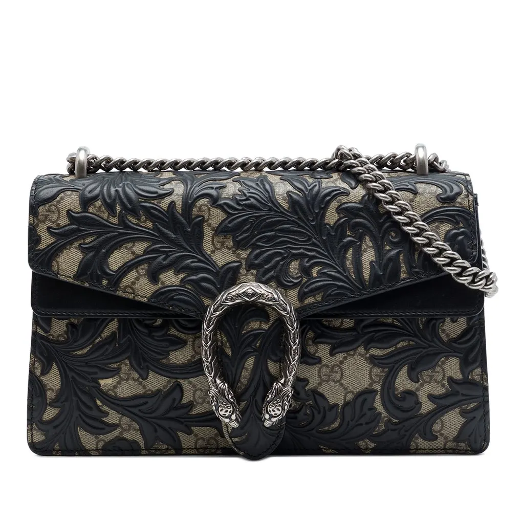 Gucci Medium GG Supreme Arabesque Dionysus Shoulder Bag Black Very good - Front View