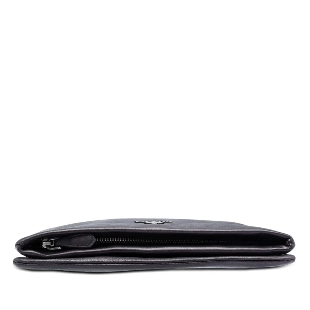 Prada Metallic Soft Calf Fold Over Clutch Purple Leather Very good - Inside View