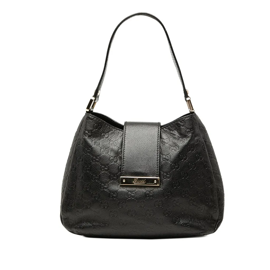 Gucci Medium Guccissima New Ladies Shoulder Bag Black Leather Very good - Front View