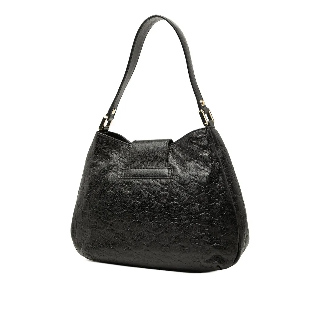 Gucci Medium Guccissima New Ladies Shoulder Bag Black Leather Very good - Back View