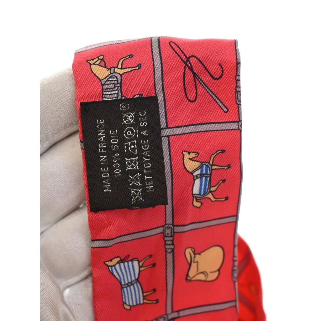 Hermès Les Flots Du Cheval Silk Twilly Scarf Pink Very good - Back View