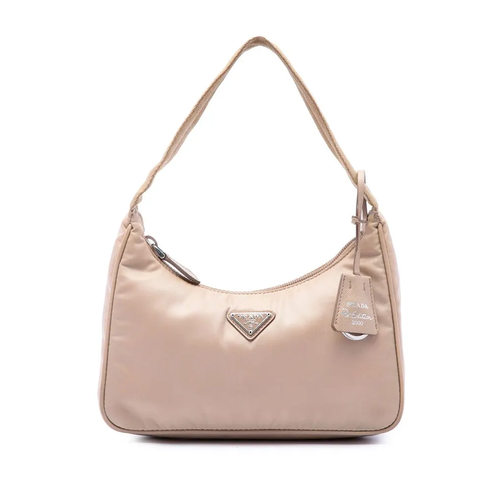 Prada Mini Tessuto Re Edition 2000 Shoulder Bag Beige Polyamide Very good - Front View