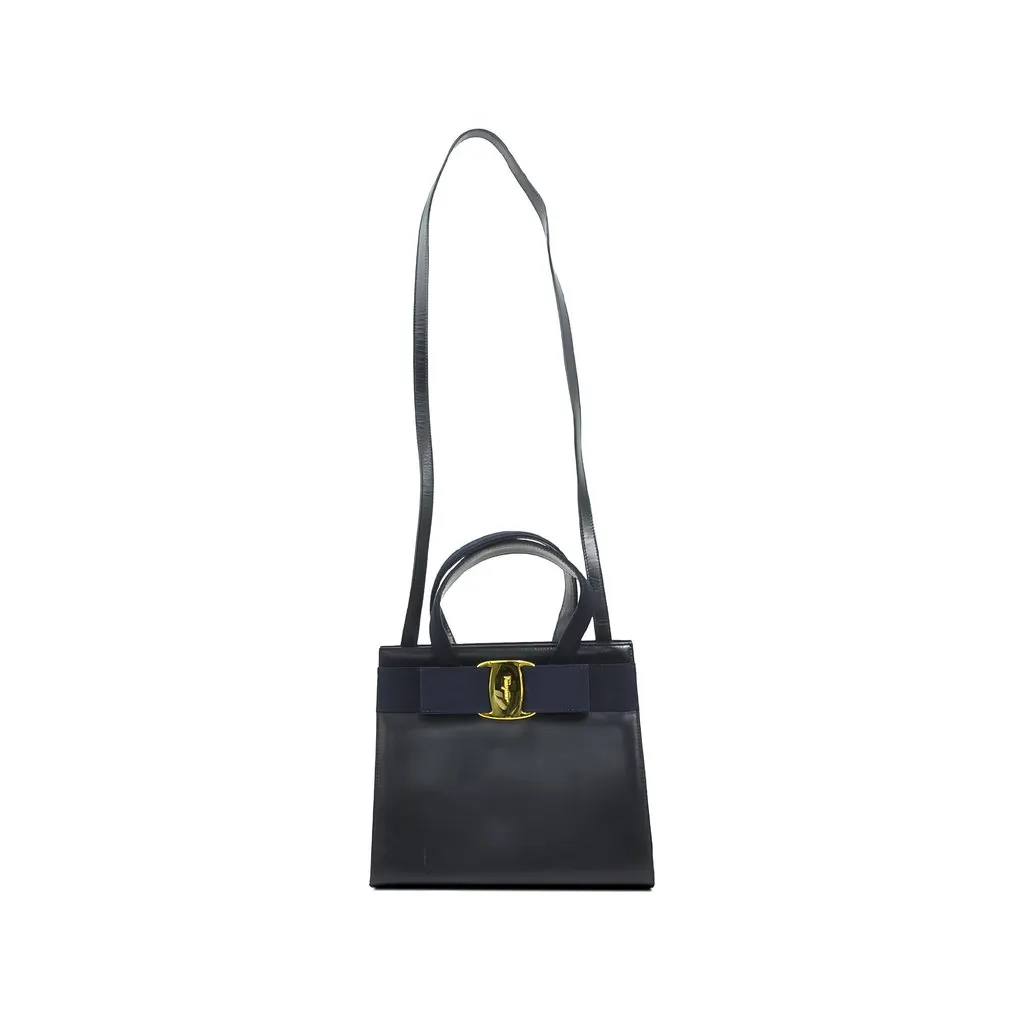 Salvatore Ferragamo Leather Vara Bow Satchel Black Leather Very good - Front View