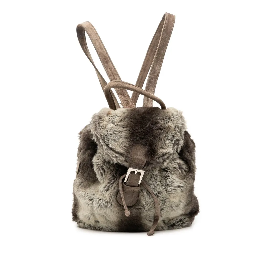 Fendi Mink Fur Tie Dye Print Backpack Grey Very good - Front View