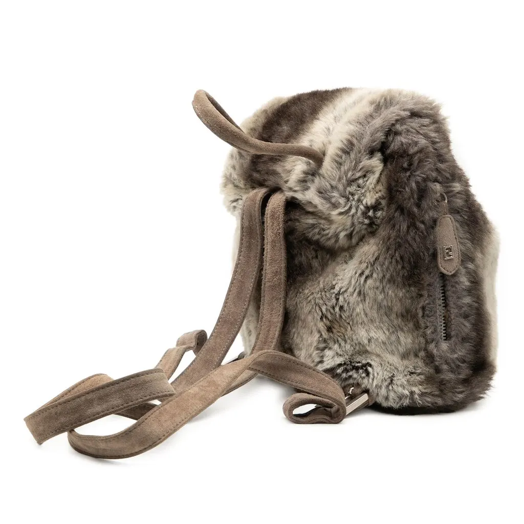 Fendi Mink Fur Tie Dye Print Backpack Grey Very good - Back View