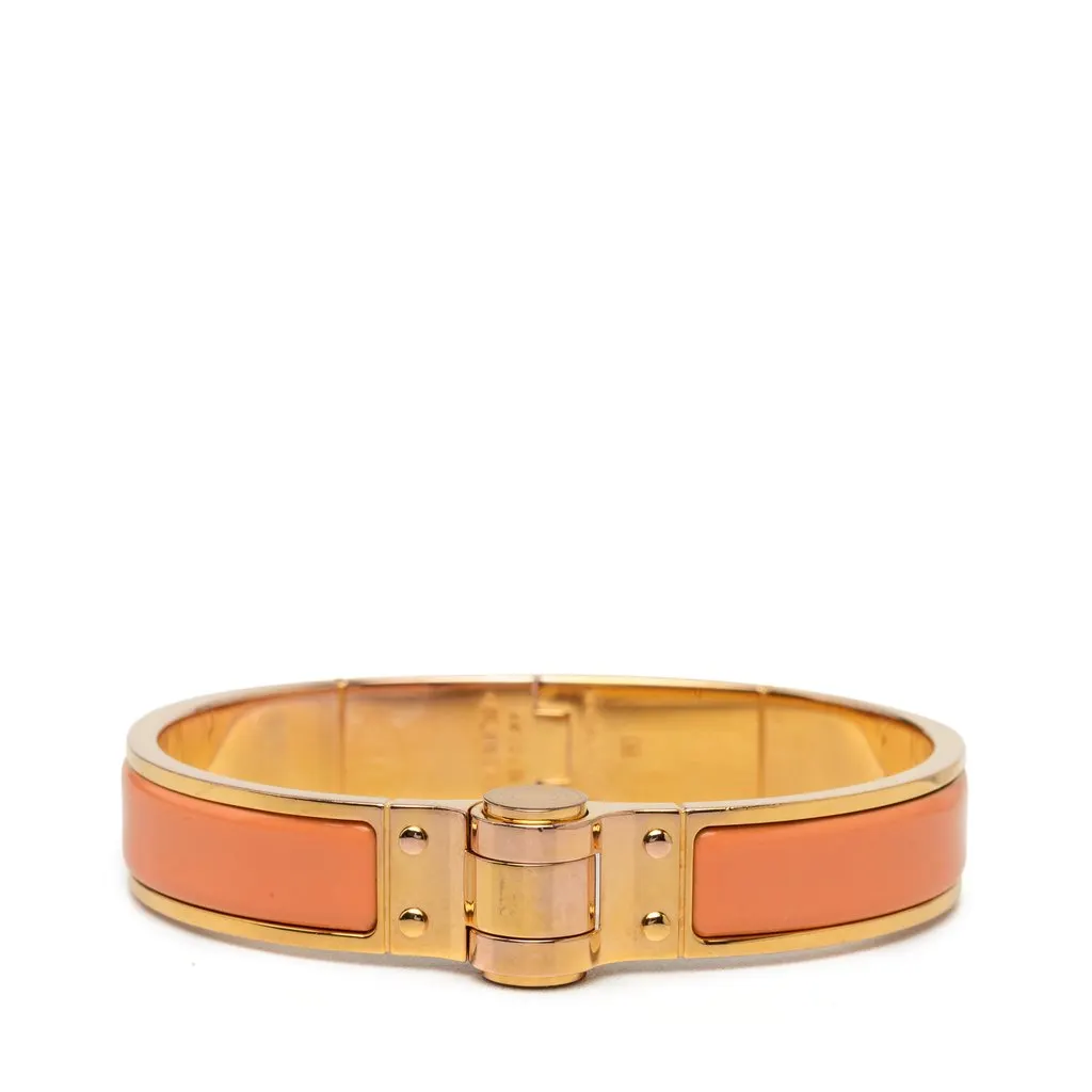 Hermès Narrow Enamel Hinge Bracelet PM Orange Very good - Front View