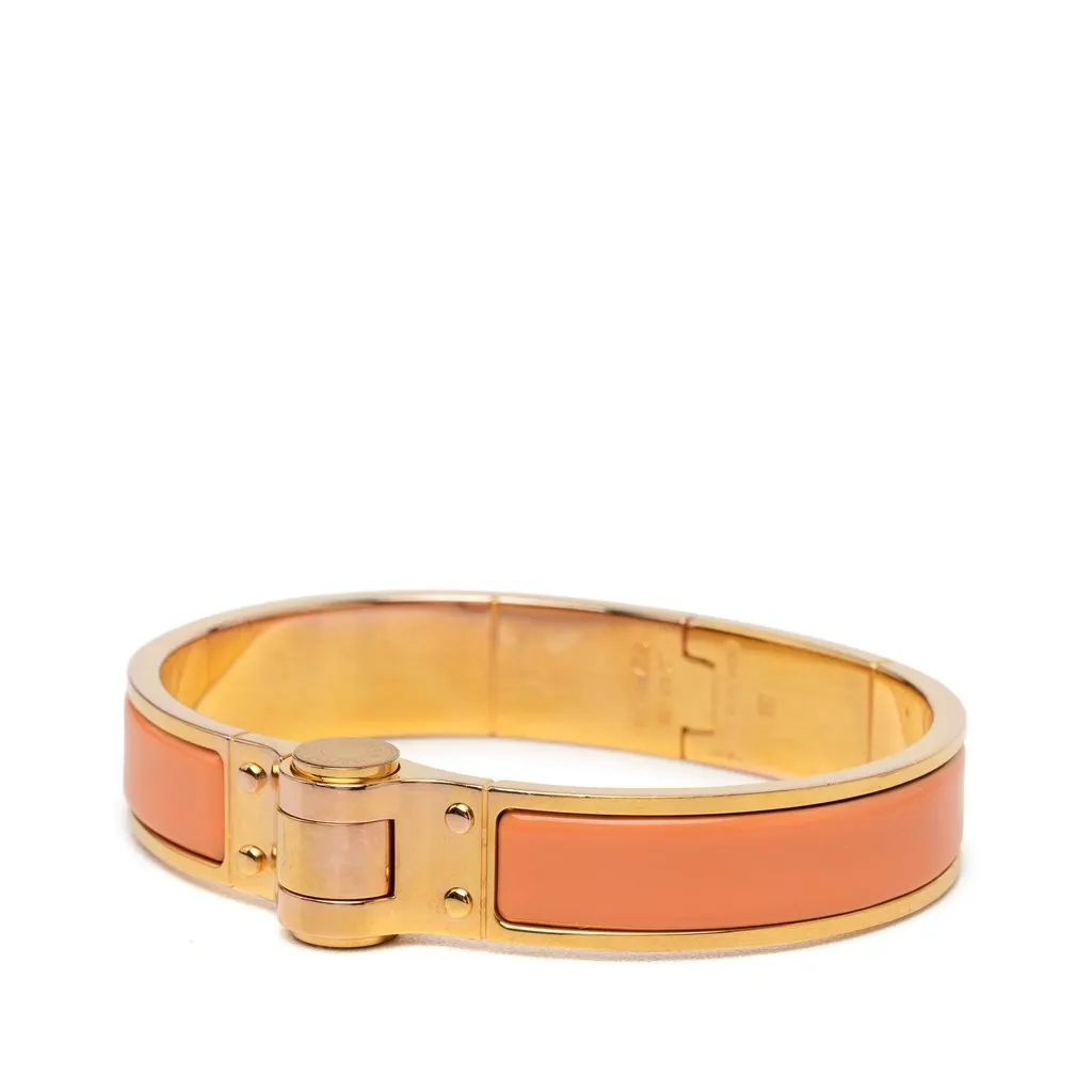 Hermès Narrow Enamel Hinge Bracelet PM Orange Very good - Back View