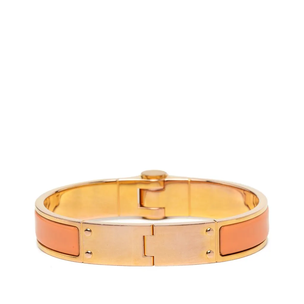 Hermès Narrow Enamel Hinge Bracelet PM Orange Very good - Inside View
