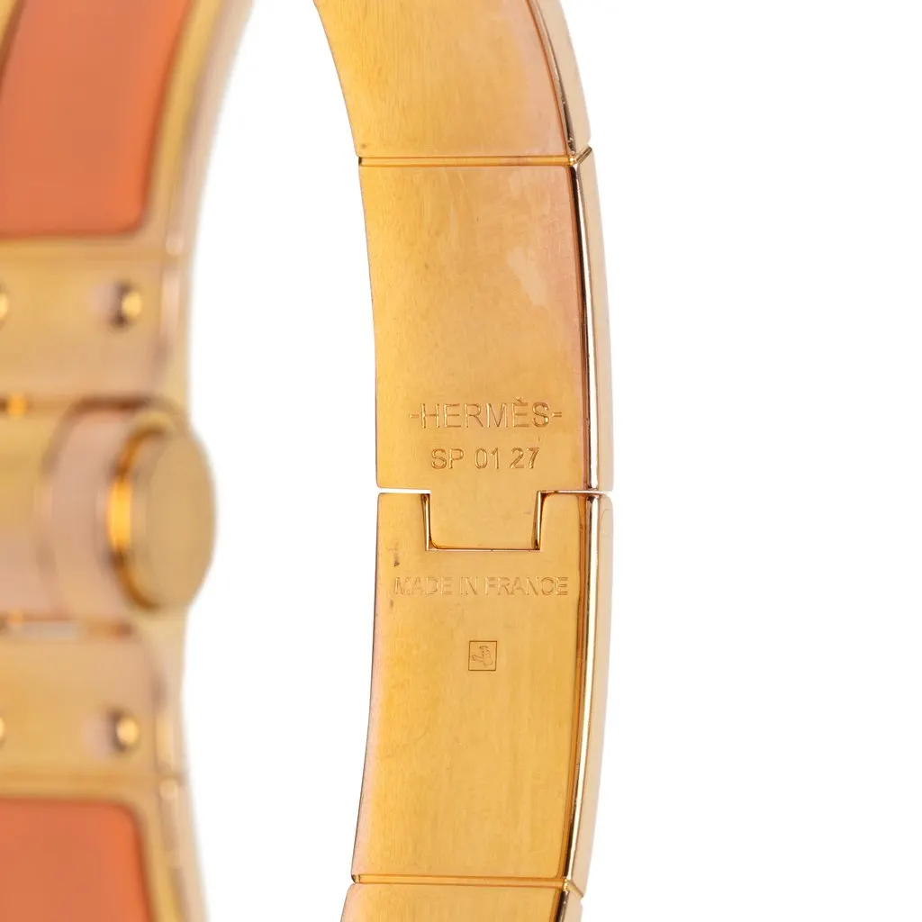 Hermès Narrow Enamel Hinge Bracelet PM Orange Very good - Model View