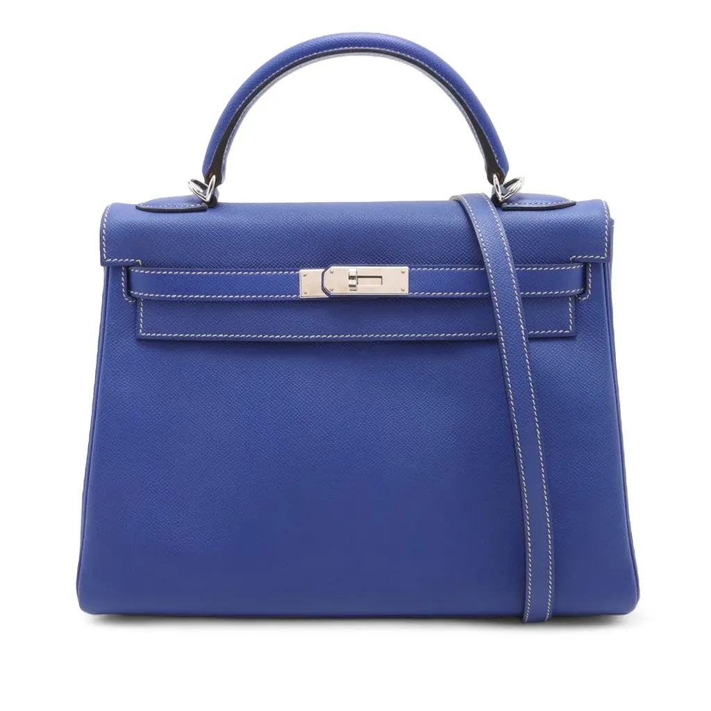 Hermès Epsom Candy Verso Kelly II Retourne 32 Blue Leather Very good - Front View