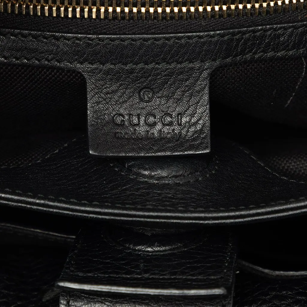 Gucci Small Calfskin Bamboo Shopper Satchel Black Leather Good - Box View