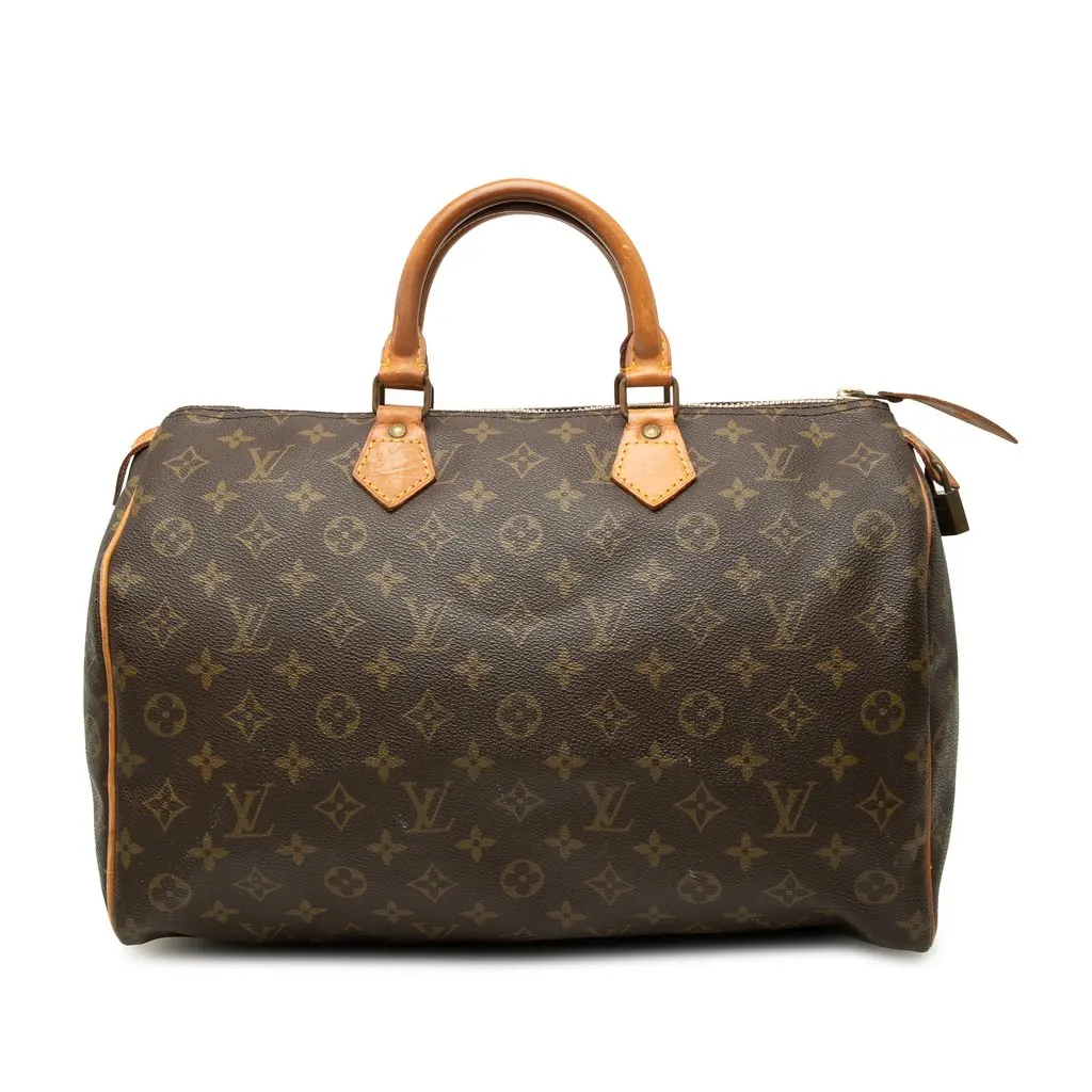 Louis Vuitton Monogram Speedy 35 Brown Canvas Good - Front View