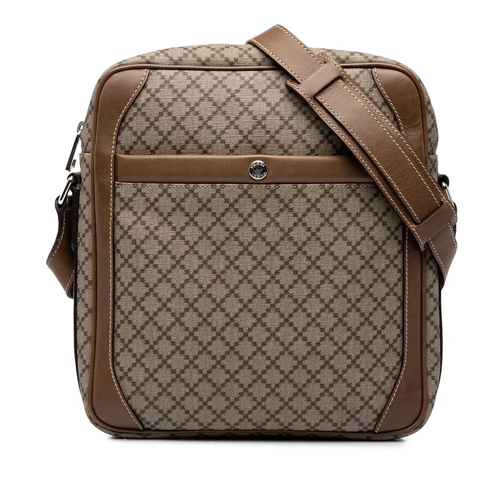 Gucci Diamante Coated Canvas Zip Crossbody Beige Canvas Very good - Front View