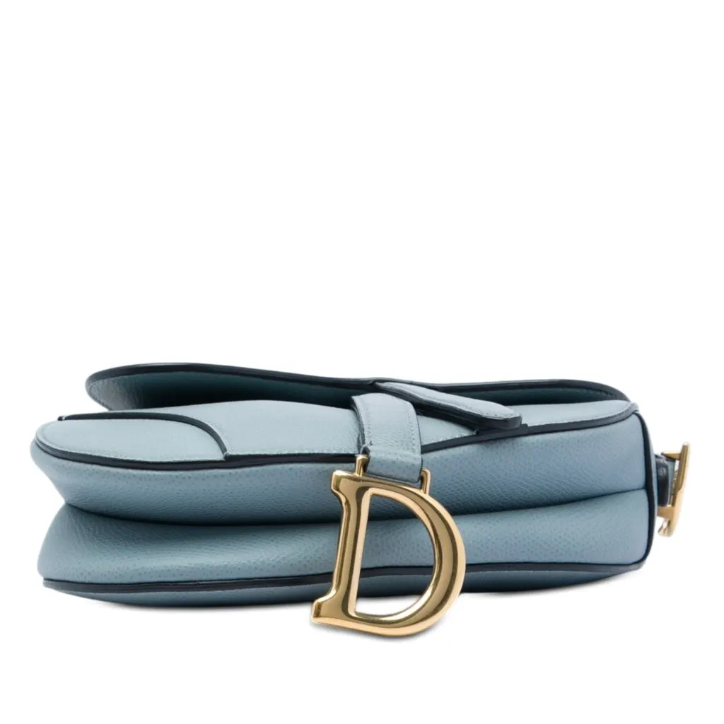 Dior Mini Grained Calfskin Saddle Bag Blue Leather Very good - Inside View