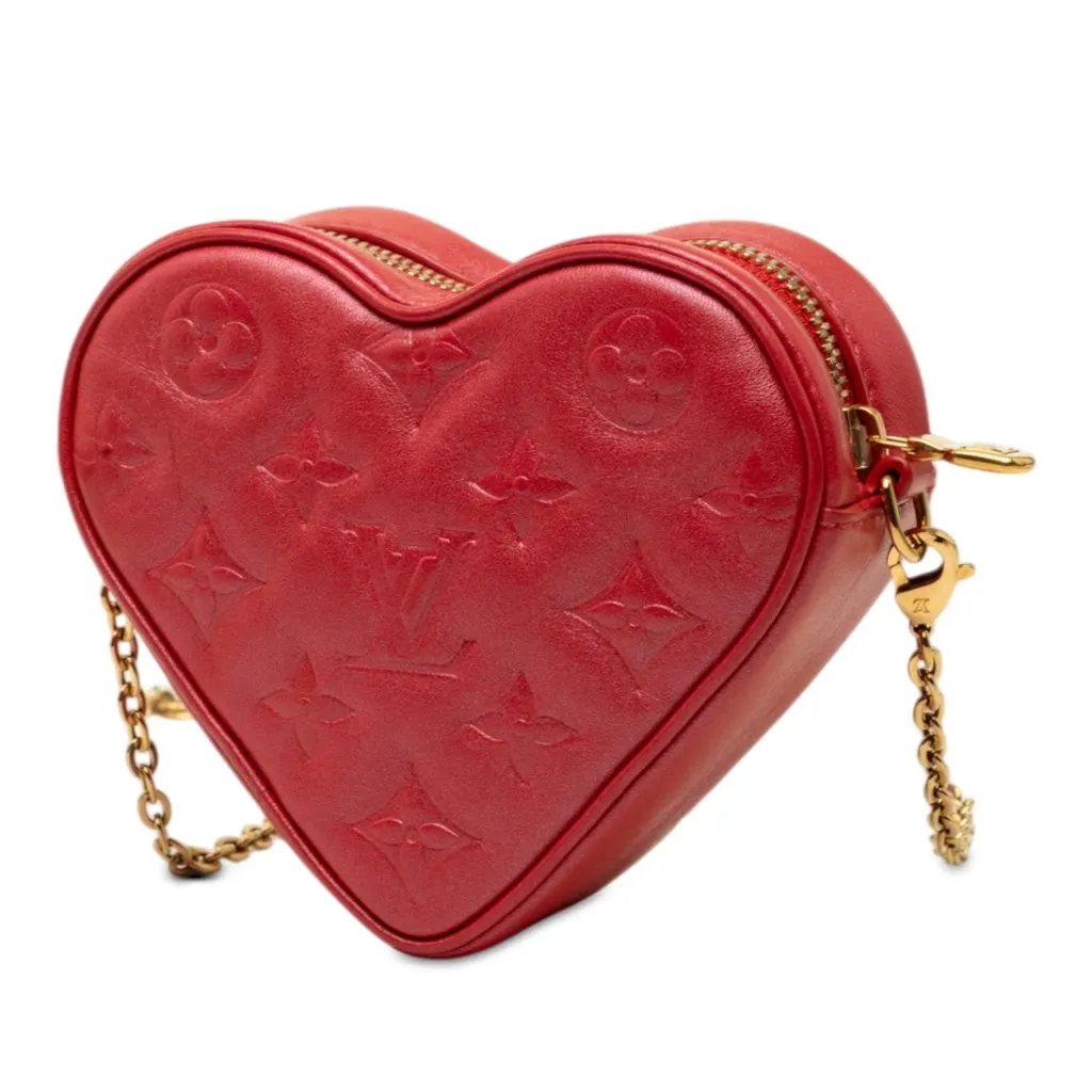 Louis Vuitton Monogram Embossed Lambskin Fall In Love Sac Coeur Heart on Chain Red Leather Very good - Back View