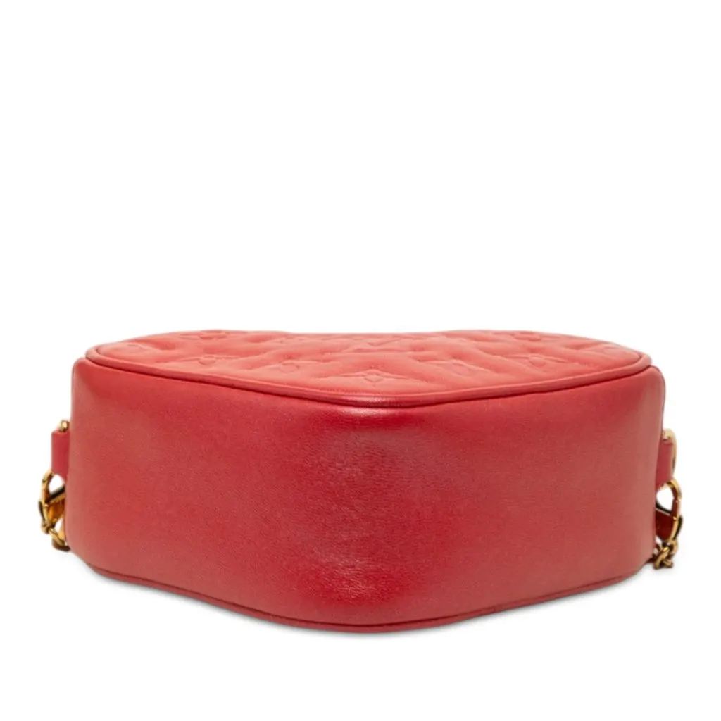 Louis Vuitton Monogram Embossed Lambskin Fall In Love Sac Coeur Heart on Chain Red Leather Very good - Inside View