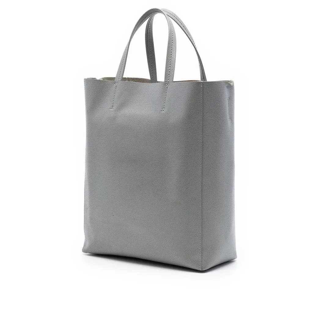 Celine Small Grained Calfskin Vertical Cabas Tote Grey Leather Very good - Back View